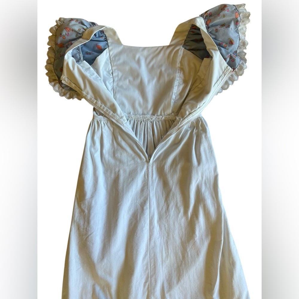 Handmade OOAK Boho Prairie Maxi Apron Dress Cottagecore Mushrooms Snails Retro - Picture 10 of 14